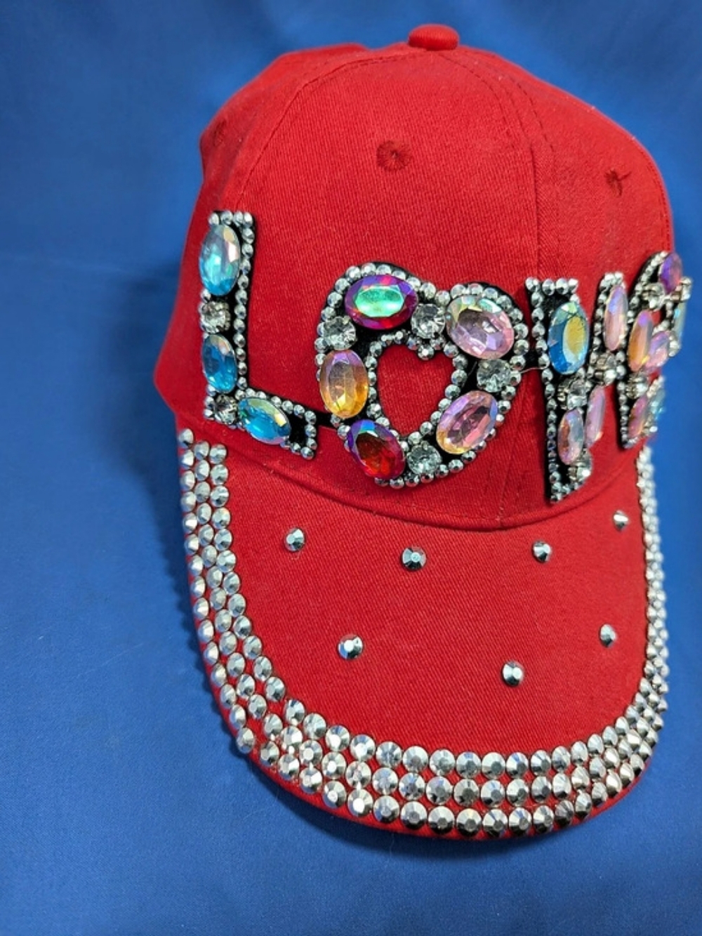Red Rhinestone Embellished Cap - Picture 3 of 9
